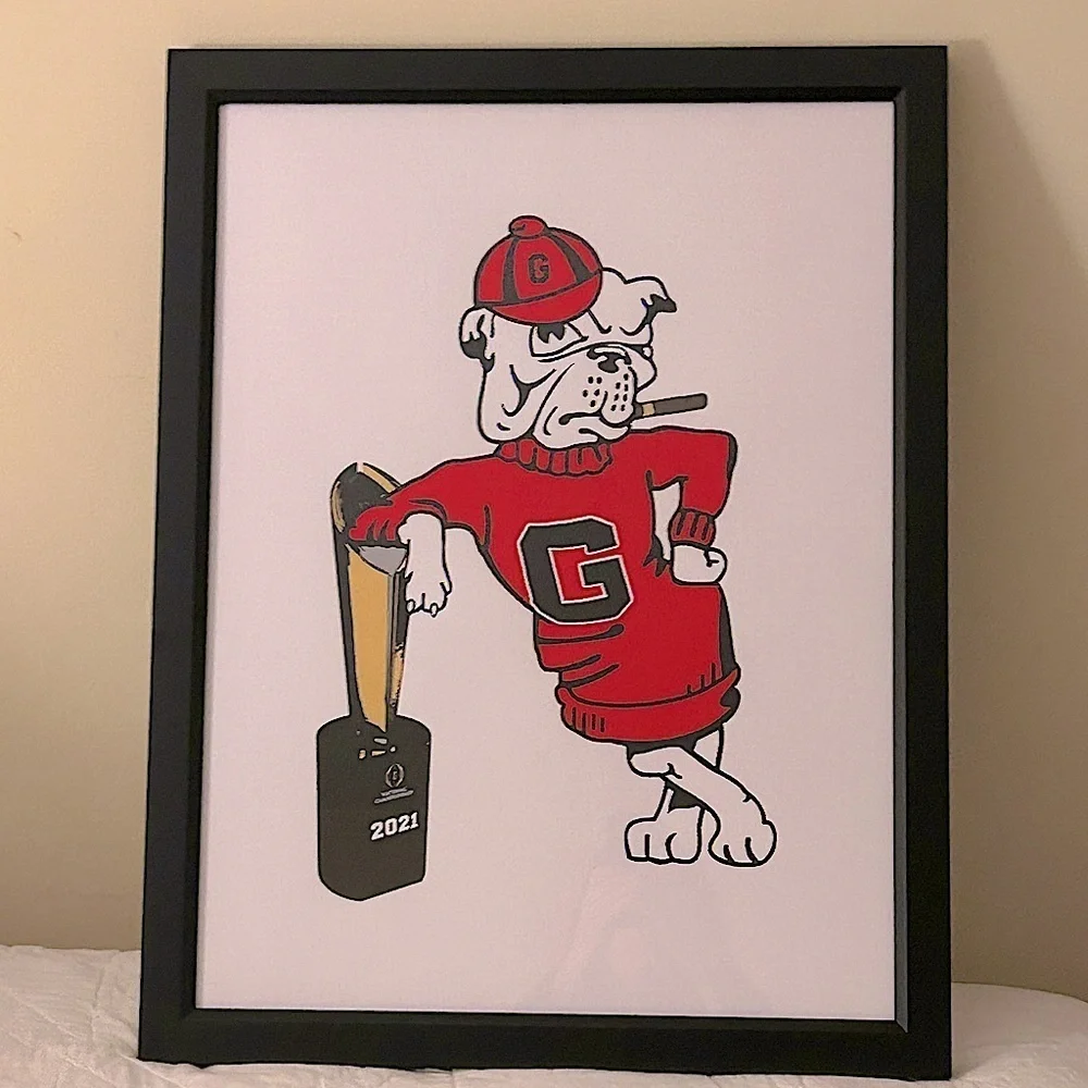 Professional Framed Leaning University of Georgia Bulldog Championship Art RSG